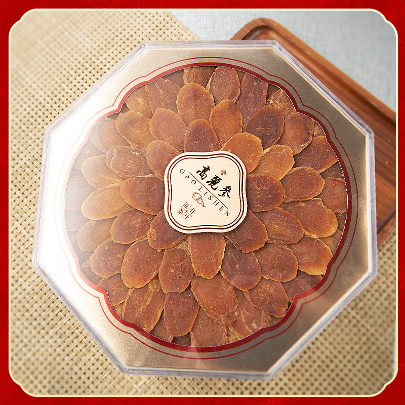 Changbai Mountain Red Ginseng Slices with Eight-Corner Gift Box | Sugar-Free Red Ginseng | Specialty from Northeast China | Premium, Fully Matured Ginseng | Goryeo Ginseng | Naturally Preserved, No Sulfur Fumigation
