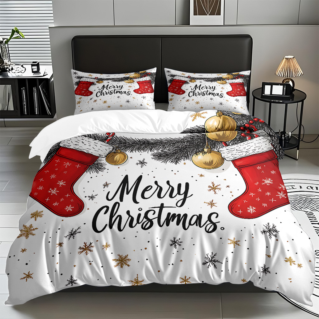 TEMU / JIT impresión digital transfronteriza HD Navidad pro piel suave colcha de cama kit para diseñar venta directa de fábrica