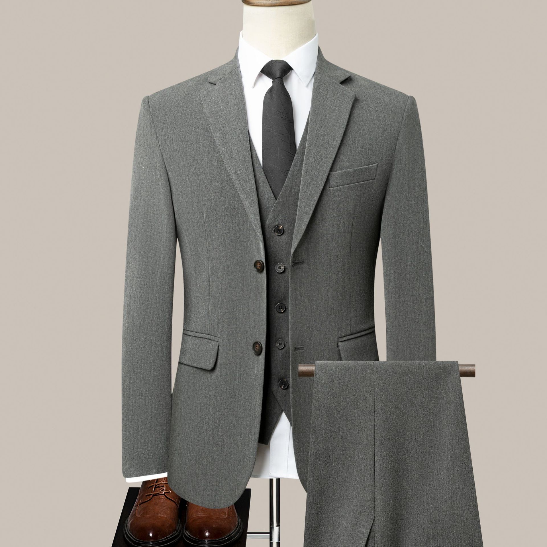 Suit Set for Men, High-End Business Suit, Men's Casual Professional Two-Piece Suit, Work Clothes, Wedding Banquet Group Wear