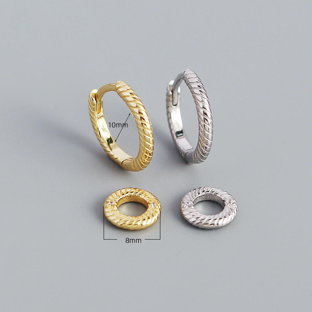925 Sterling Silver Ear Needle Material Yhe0380 S925 Silver Metal Wind Circle Rotating Retro Exaggerated Ear Buckle Silver Earrings