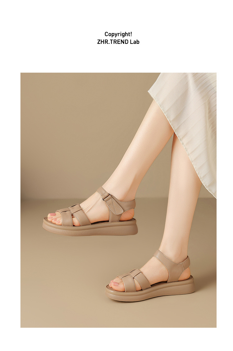 Sandal nữ đế dày mềm quai dệt kiểu xỏ ngón — EQ30 Màu be chi tiết 16