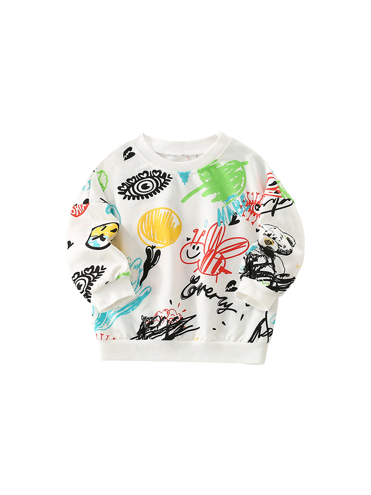 Malwee niño chaqueta de otoño nuevo estilo europeo y americano camiseta de cuello redondo casual impresa hermosa chaqueta infantil