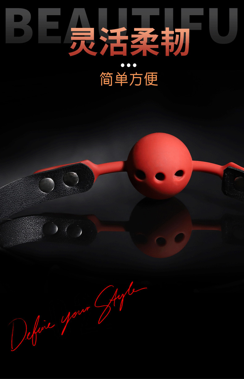 Silicone and Alloy Bondage Restraint Set with Mouth Ball, Handcuffs and Nipple Clamps — detail image 22