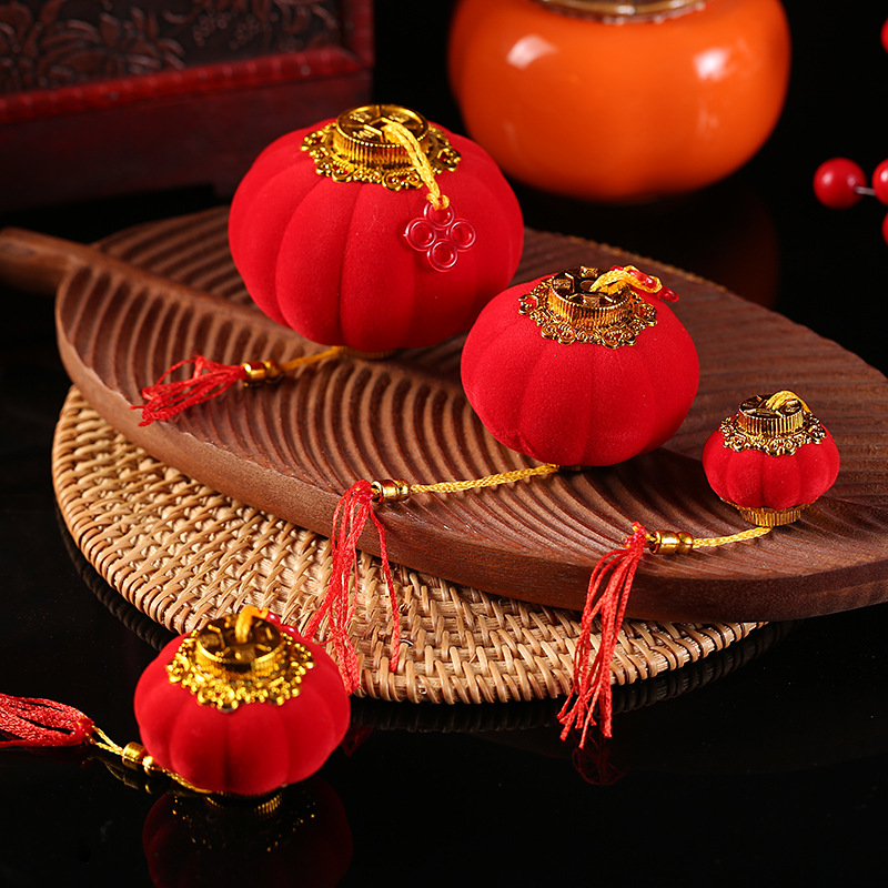 Linternas flocadas al por mayor Festival de Primavera decoración interior bonsai colgante gran rojo Jinfu linterna bonsai colgante