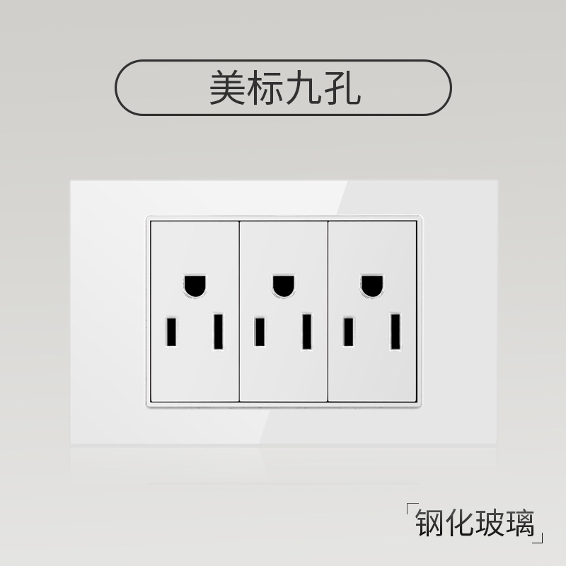Taiwán 110V estándar americano USB blanco vidrio templado interruptor socket 118 Tipo de pared panel fábrica al por mayor