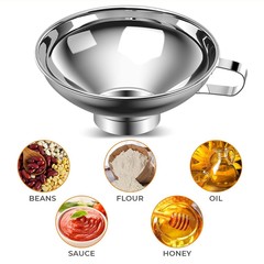 Amazon 食品グレードのステンレス鋼漏斗オイル漏れ広口キッチン漏斗果肉ソースサラダ充填増粘