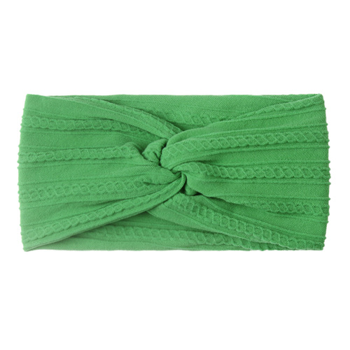 New children's hair band baby solid color nylon jacquard wide cross headscarf baby turban hair band
