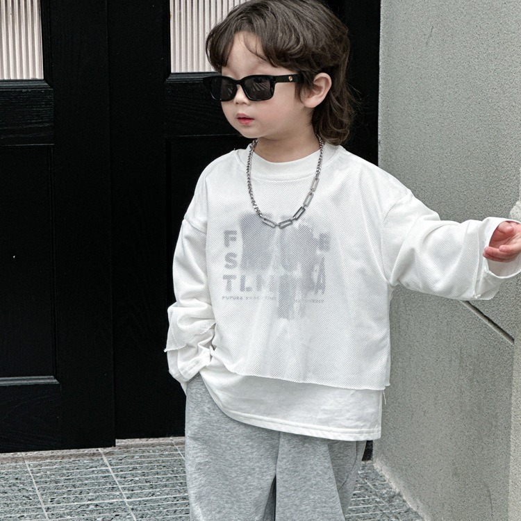 Children's two-piece set 2024 spring boys' clothing baby Korean version cool trendy kids' clothing for middle and small children casual versatile sweatshirt