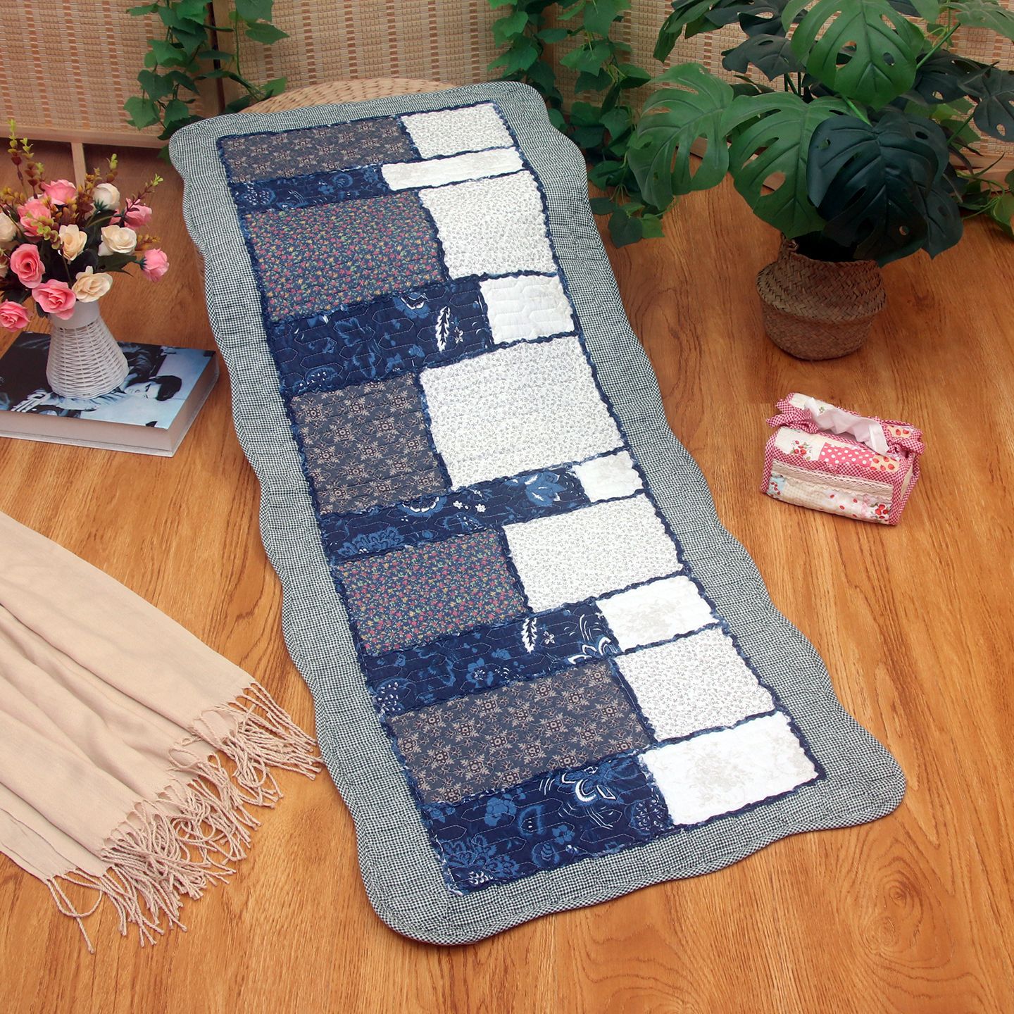 Korean Cotton Bedside Mat, Door Mat, Fabric Quilted Anti-Slip Patchwork Living Room Mat [Small Wholesale]