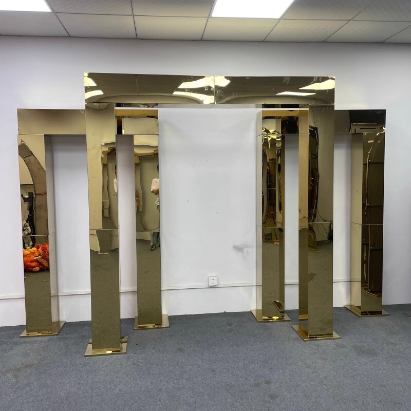 Cross-Border Wedding Props Flat Three-Dimensional Square Column Stainless Steel Outdoor Screen Stage Layout Background Frame Arch