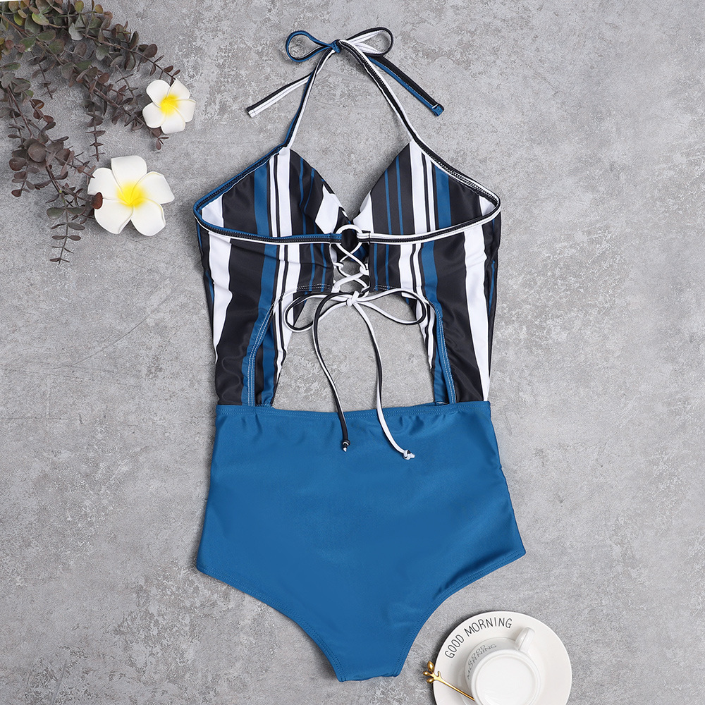 hanging neck printing one-piece swimsuit  NSHL38183