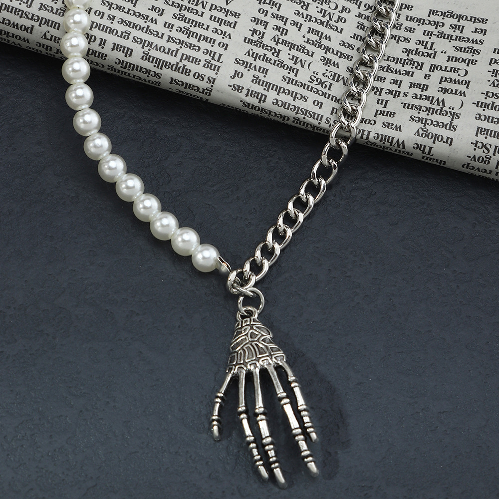 Punk Stitching Chain Halloween Ghost Claw Pendant Necklace Wholesale Nihaojewelry