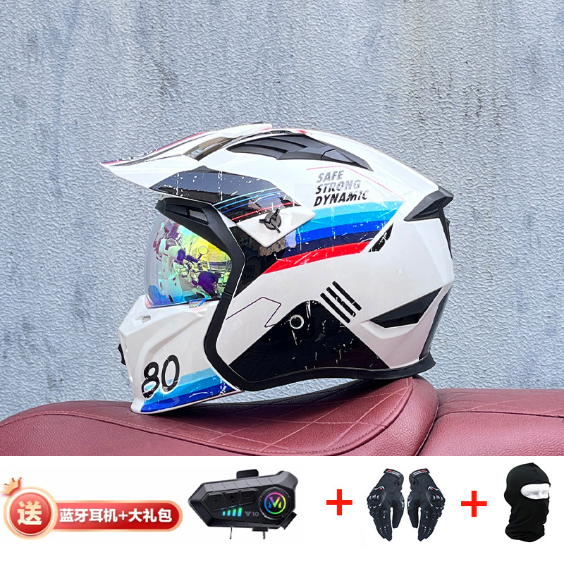 La motocicleta Orz Street Fighter se puede instalar con un casco Bluetooth para hombres y mujeres, un casco completo, una locomotora de cuatro estaciones, un casco combinado 3C extraíble retro