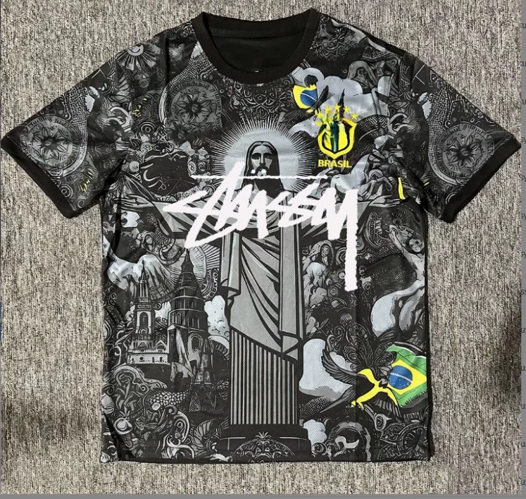 Футболка Stussy Stussy с подписью, Аргентина, Интер, Бразилия, Италия, Фламенго, короткие рукава