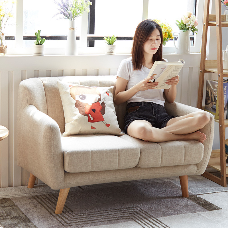Free shipping Nordic fabric small apartment bedroom simple Japanese style three-seat sofa economical rental can display sofa