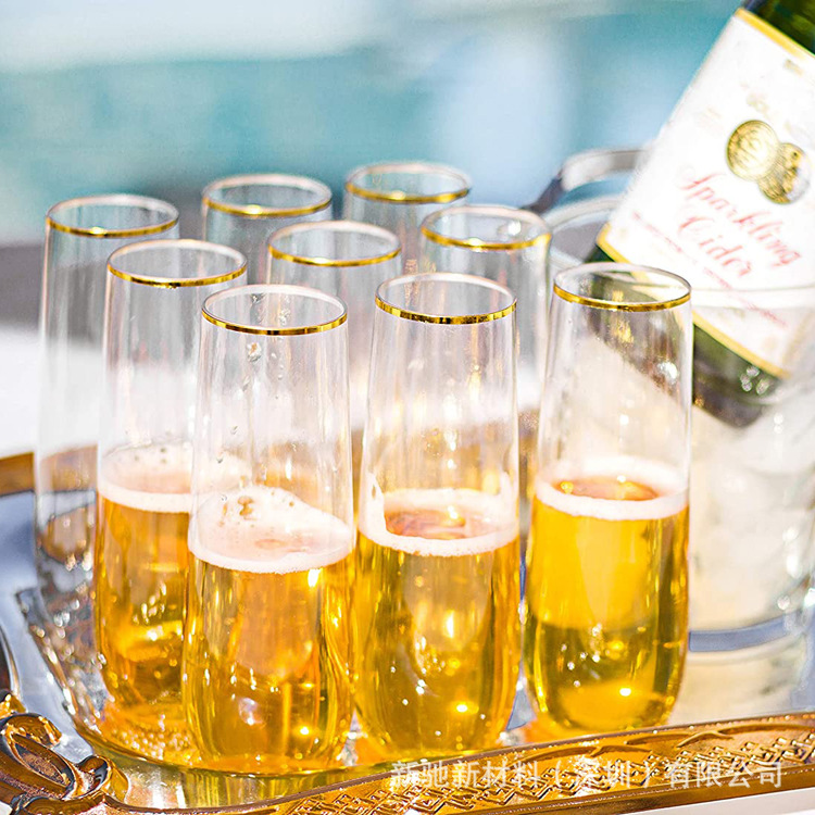 Fábrica directa al por mayor desechable PET taza de plástico fiesta de catering fiesta diaria taza de champán estampado