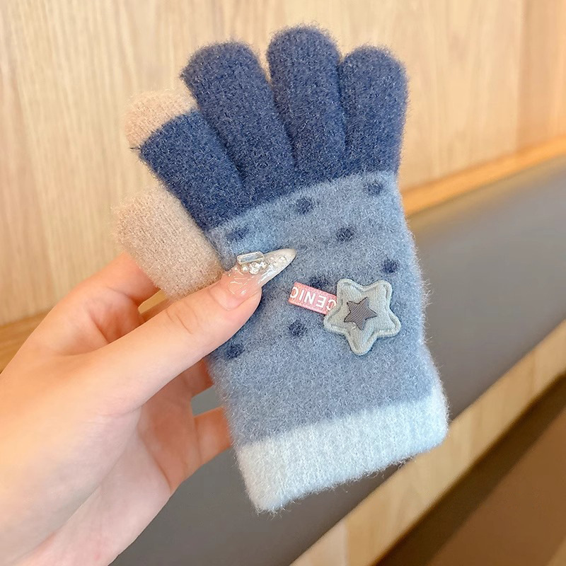 Niños guantes de punto dedos niños niñas bebés guantes de calentamiento de cinco dedos niños invierno