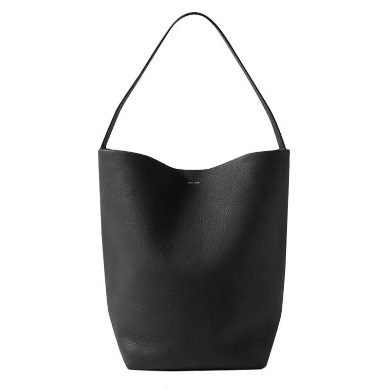 New bucket bag leather women's bag lychee patterned cowhide women's single shoulder large capacity commuting tote bag_voghion.com