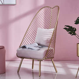 北欧网红设计铁艺沙发椅简约现代创意芭蕉扇椅子轻奢单人椅子ins