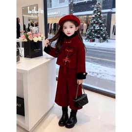 童装女童秋冬2026新款中大童保暖时尚宽松年服喜庆可爱套装两件套