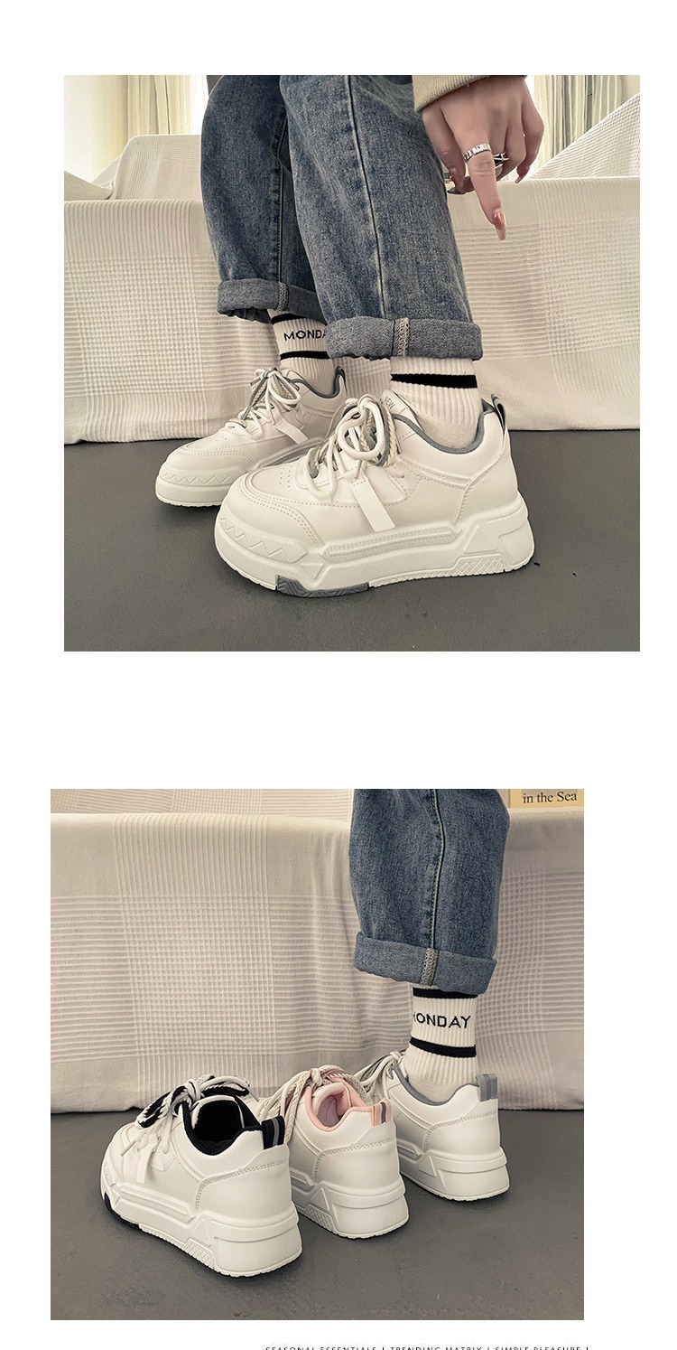 35-43 Übergröße Damen 41 dicke Sohlen vielseitige weiße Frühlingsdesign sportliche und lässige Boardschuhe 42_voghion.com