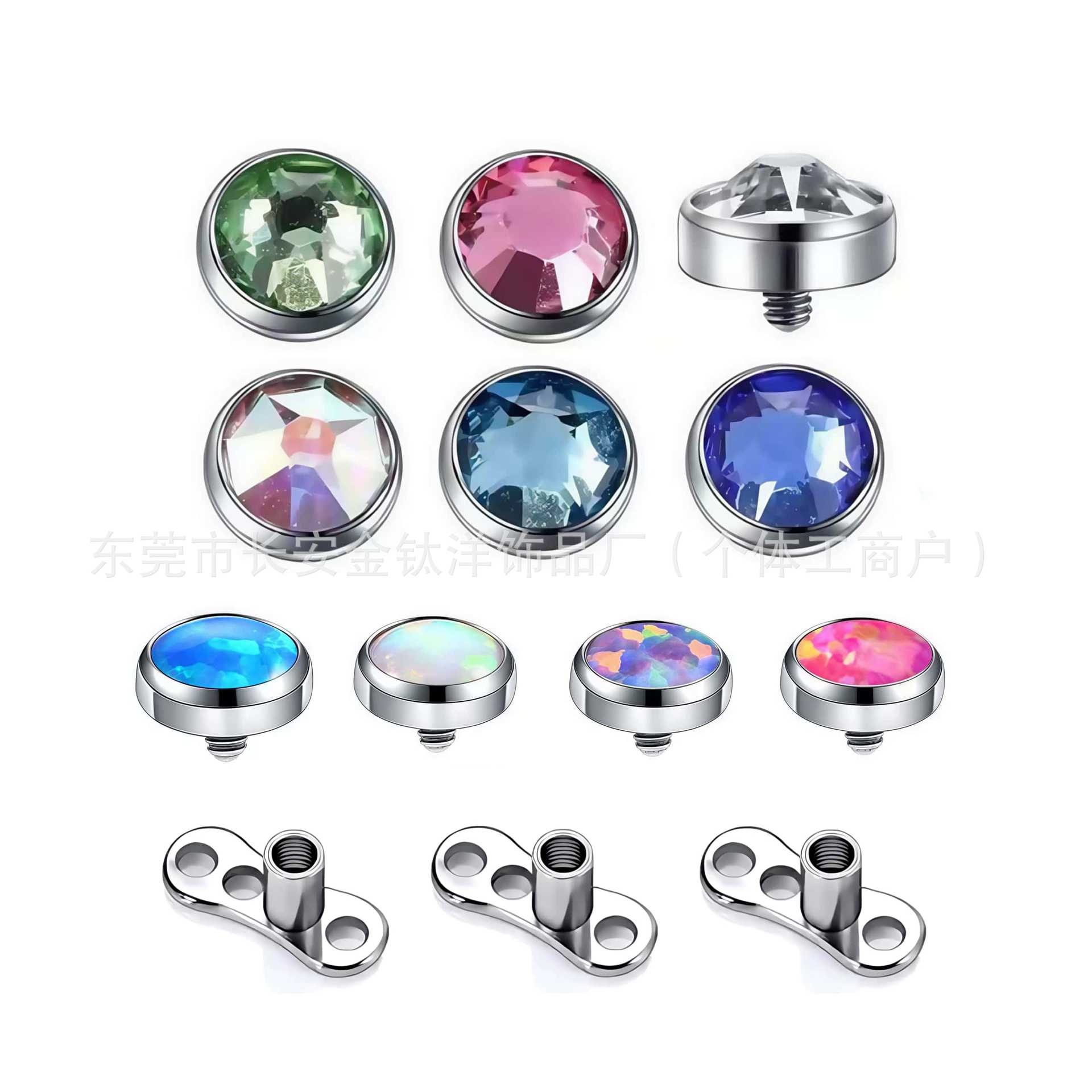 F136 Titanium Opal Anchor Flat Back Threaded Ear Cartilage Stud Piercing Jewelry detail image 8