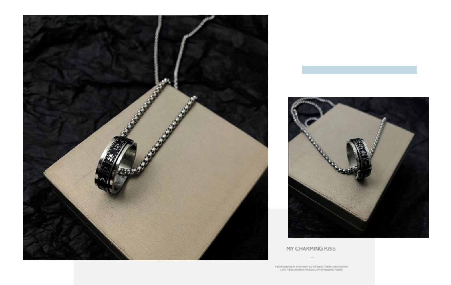 Fashionable versatile accessories, inspirational double-layer six character truth titanium steel ring, men's and women's_voghion.com