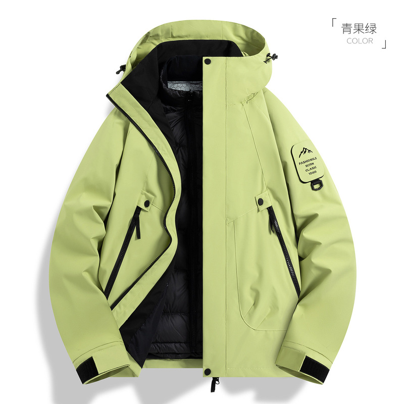 マウンテントレンドジャケット、防風防水スリーインワンダウン登山ジャケット、ベルベットサーマルジャケット、カスタムプリントロゴ|undefined