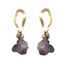 Metal purple earrings, elegant stone inlay from pearl