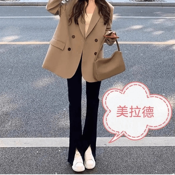 Suit, khaki jacket, Korean style, for teenagers, plus size