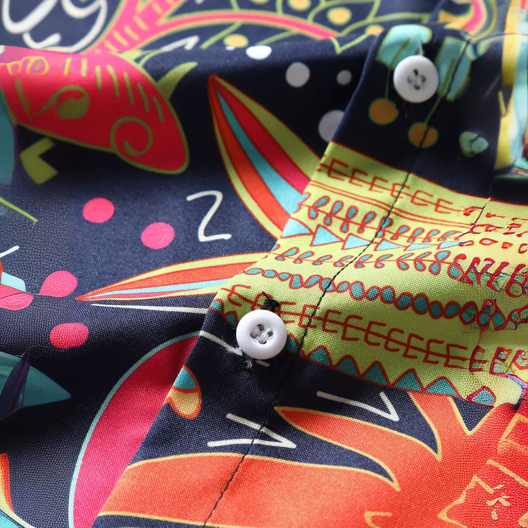 Verano nueva camisa de los Hombres estilo étnico retro dinosaurio Coco digital impreso camisa de manga corta 2023