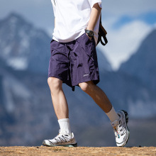 韩路男装山系户外金属质感短裤潮牌直筒休闲撞色刺绣沙滩五分裤q