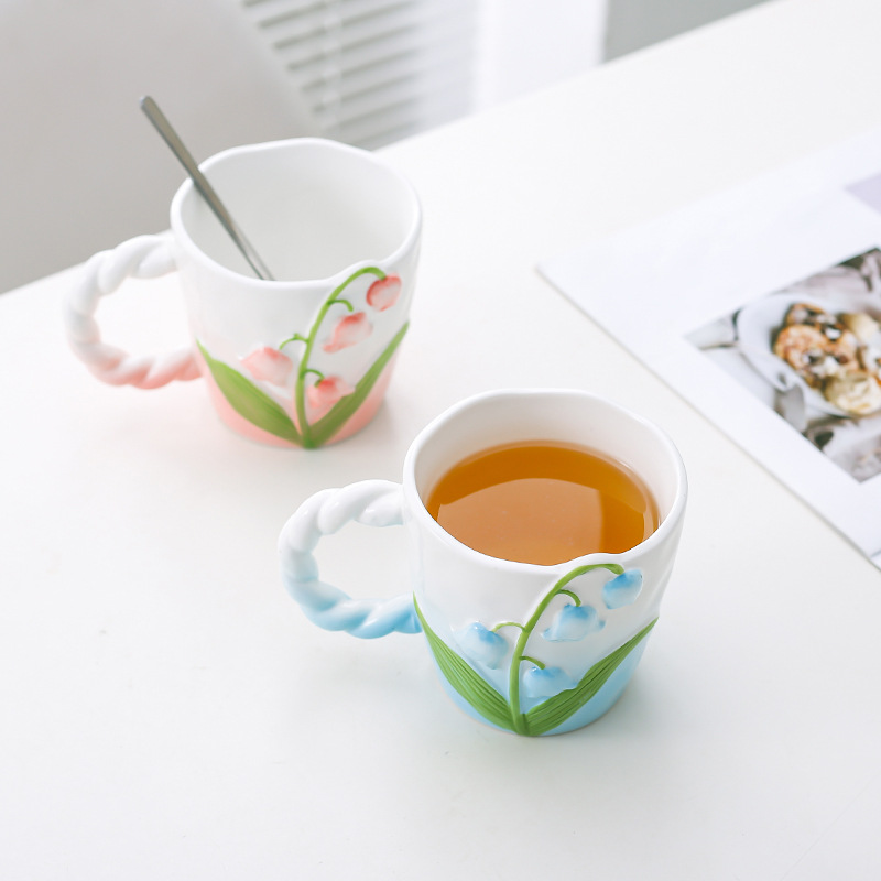 Hermosa orquídea Taza de cerámica taza de agua hogar exquisito elegante taza de café taza de té regalo