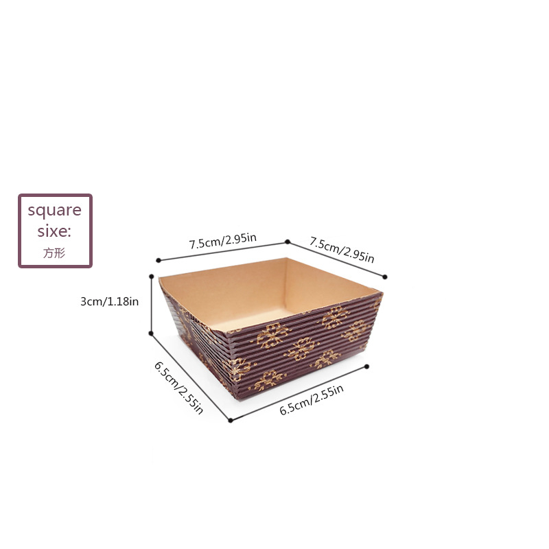 Tamaño pequeño rectangular cuadrado corrugado papel bandeja de papel de pan barco pastel bandeja de papel pastel taza bandeja de pan resistente a la prueba