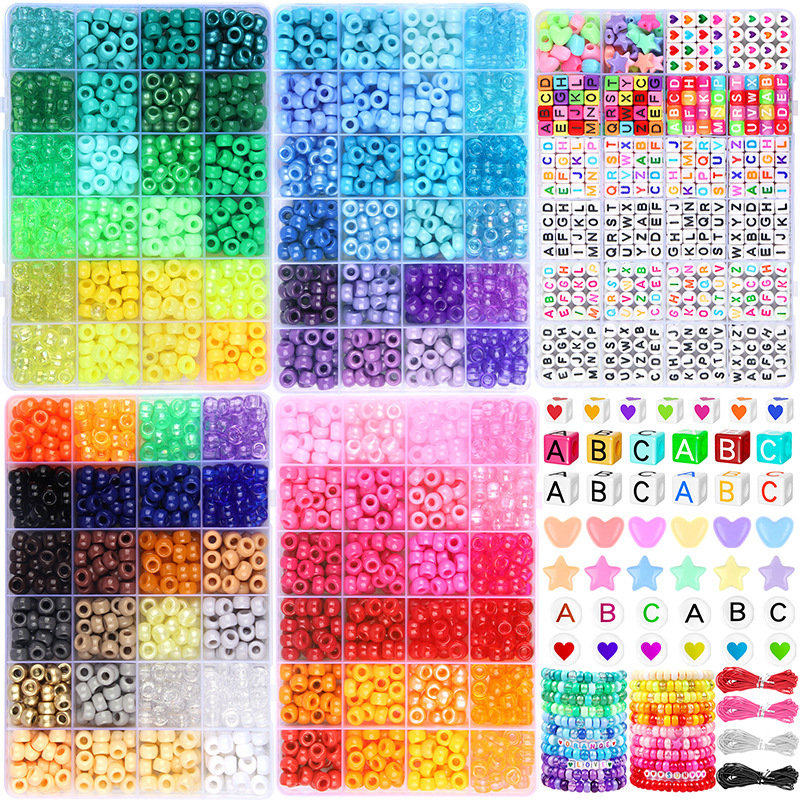Cross-Border Hot Selling Bucket Beads Pony Beads Letter Bead Set Boxed Beads DIY Kidsren's Bracelet Jewelry Accessories Set