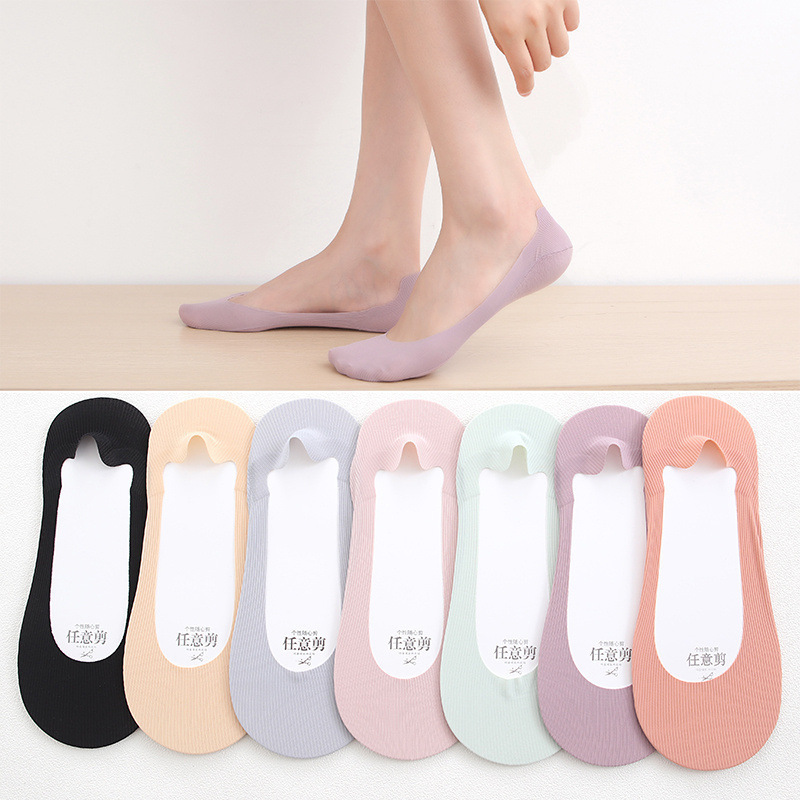 Summer Round-Cut Ice Silk Socks, Shallow Invisible Boat Socks, Women's Thin High Heel Socks Wholesale