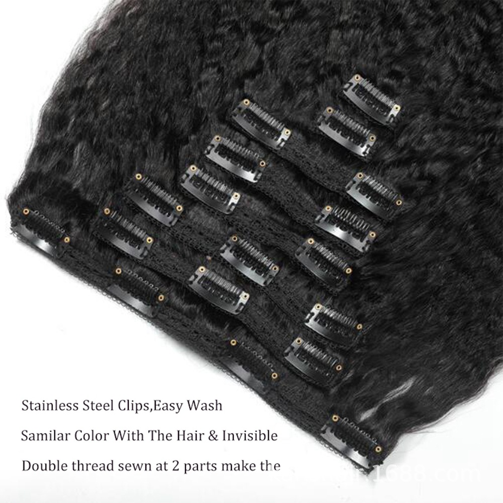 Kinky straight clip cabello humano clip de cabello humano en clip transfronterizo cabello