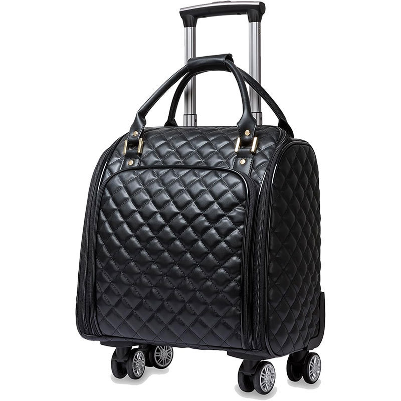 Cross-Border Custom-Made Universal Wheel Travel Trolley Bag Pu Luggage Business Suitcase Small Trolley Bag 16inch Carry-On Bag