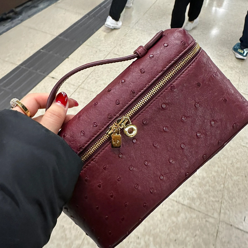 Bolsa de almuerzo de patrón de cocodrilo lp19 bolsa de almuerzo de cuero, hombro único, diagonal, bolso de maquillaje de moda simple de mano, alta costura, bolso de mujer