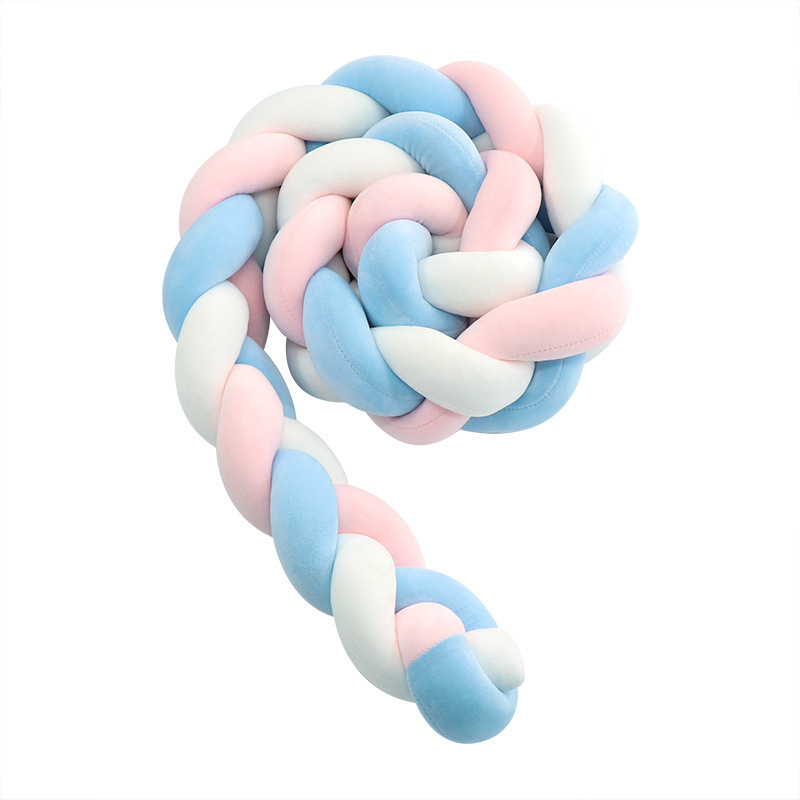 Protector de Barandilla de Cama con Trenza de Tres Hebras, Decoración de Barandilla de Cama para Bebés y Niños, Almohada Anudada de Estilo Europeo Tejida a Mano Estilo Ins.