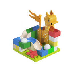 55片小鹿滑道滚珠积木套装 儿童迷你积木桌兼容大颗粒拼装玩具