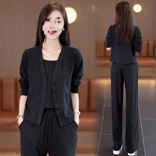 春秋季新款运动服套装女时尚中老年妈妈装宽松显瘦休闲三件套