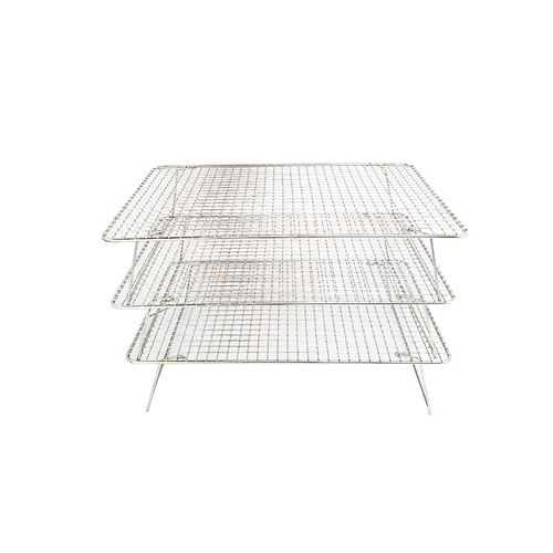 Cake cooling rack 304 stainless steel rectangular chiffon cake drying net three-layer foldable baking tools bold