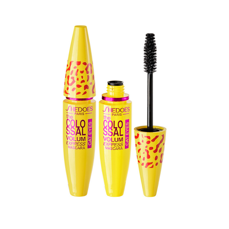 Shedoes tubo de plátano amarillo estampado de leopardo largo y grueso rímel tridimensional en línea recomendar ventas directas de fábrica