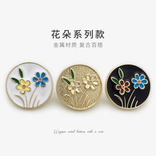 宫廷风白色花朵滴油钮扣点油金属圆形纽扣外套西装毛衣开衫扣子