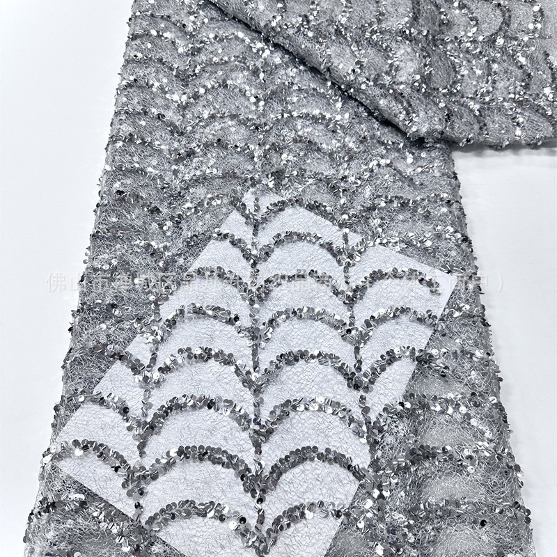 Hermosas piezas de tela de red de rasguño lujoso ligero vestido de fábrica de tela de baile al por mayor image 4