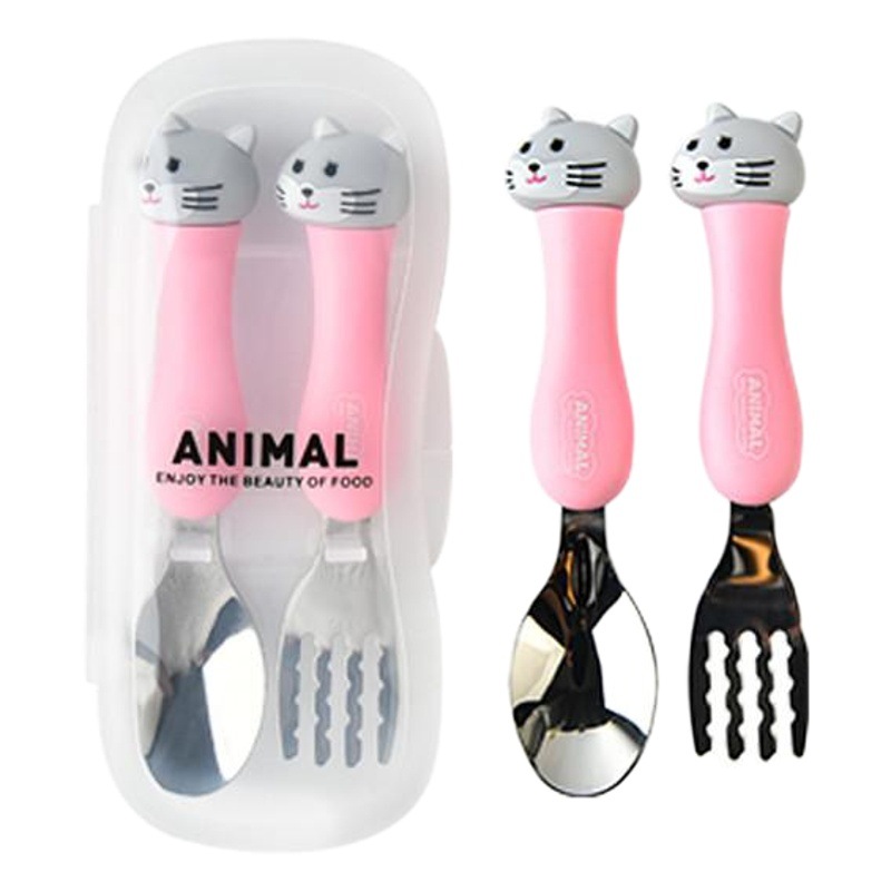 Set de Vajilla Infantil de Acero Inoxidable con Dibujos Animados