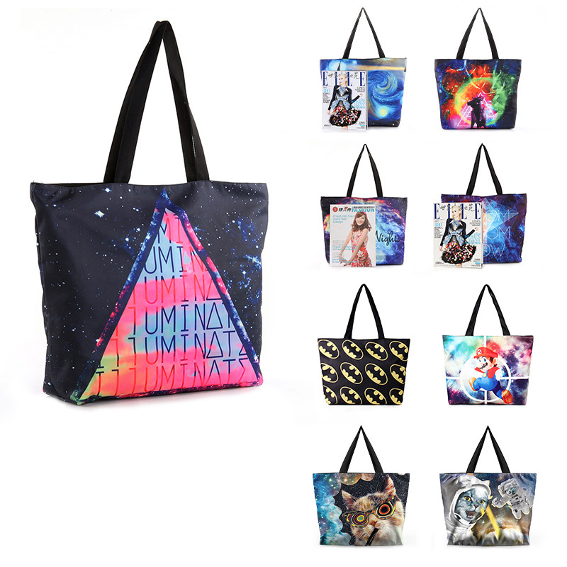 Big Sale Spot Casual Large-Capacity Bag Digital Printing Women's Shopping Bag Christmas Animal Print Handbag