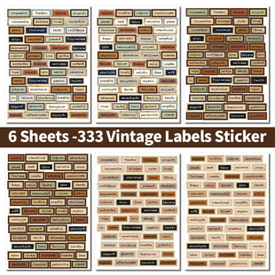 Cross-border stickers text collage hand account retro stickers creative text hand account material English strip decorative stickers