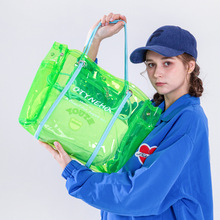 透明包包女包2025PVC果冻包大容量单肩包托特包沙滩包透明果冻风